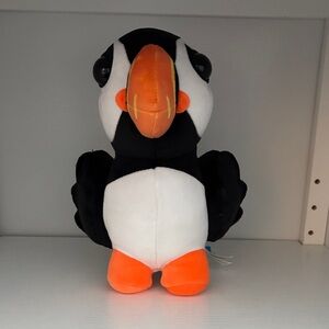 Charming Puffin Plush Toy - Black, White, and Orange